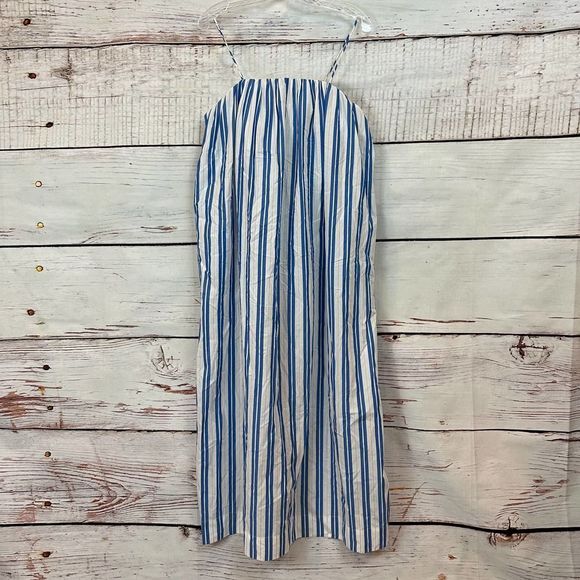 Ganni Blue and White Striped Midi Dress - Picture 14 of 14